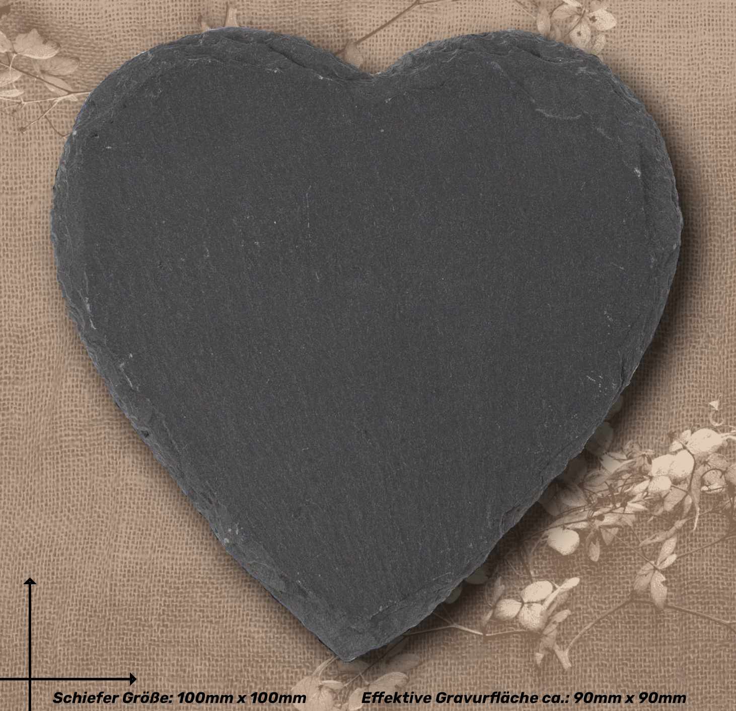 Schiefer Untersetzer "Herzform" 10x10cm