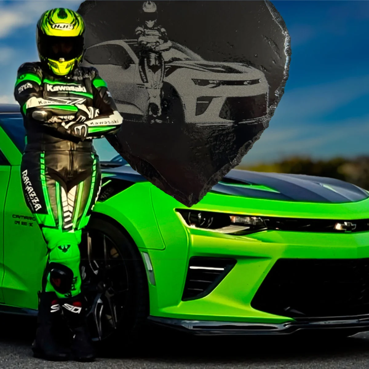 Schiefer Untersetzer "Herzform" 10x10cm